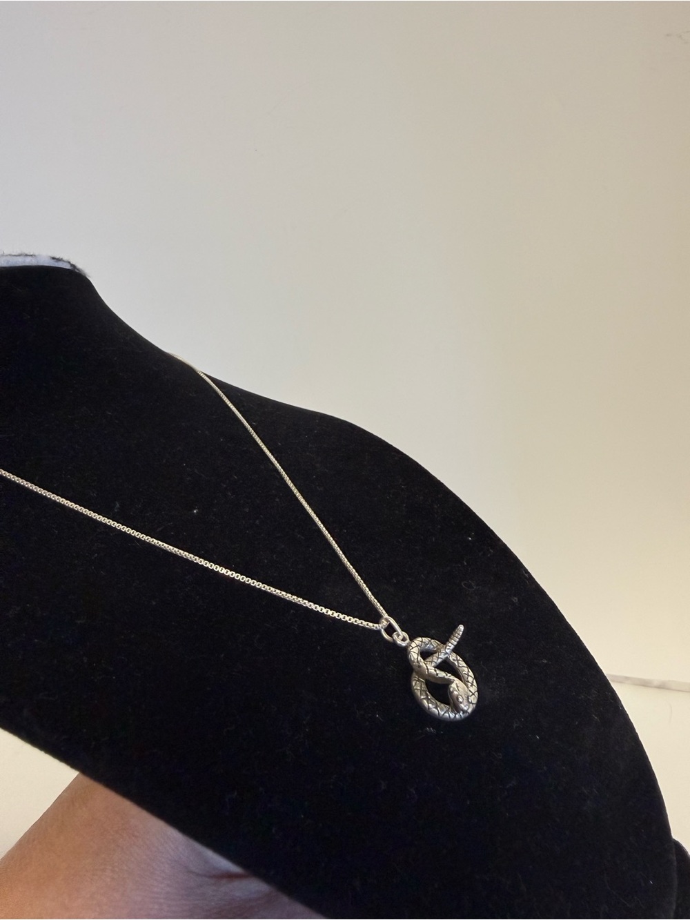 925 Sterling Silver Rattlesnake Pendant Necklace 18” Italian Chain Snake